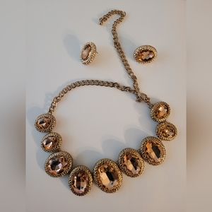 Rose Gold Earrings and Necklace Set